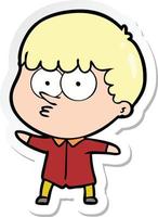 sticker of a cartoon curious boy vector