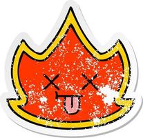 distressed sticker of a cute cartoon fire vector