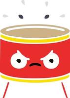 flat color retro cartoon drum vector