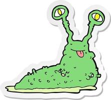 sticker of a cartoon gross slug vector