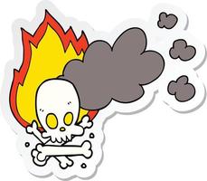 sticker of a cartoon spooky burning bones vector