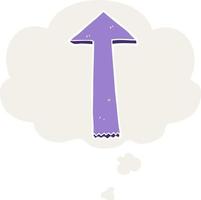 cartoon pointing arrow and thought bubble in retro style vector
