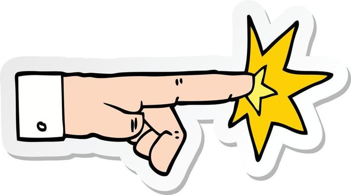 sticker of a cartoon pointing hand