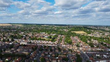 An Aerial High Angle View of Luton town of England over a Residential Area of Asian Pakistani and Kashmiri People Community. photo