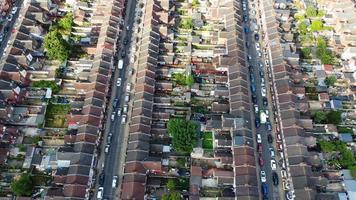 An Aerial High Angle View of Luton town of England over a Residential Area of Asian Pakistani and Kashmiri People Community. photo