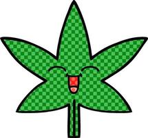 comic book style cartoon marijuana leaf vector