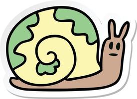 sticker of a quirky hand drawn cartoon snail vector