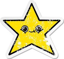 distressed sticker of a cute cartoon gold star vector