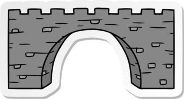 pegatina, caricatura, garabato, de, un, puente de piedra vector