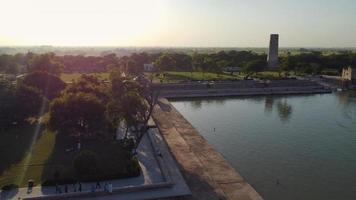 High Angle Aerial View of Historical Mughals Hiran Minar and village of Sheikhupura Pakistan photo