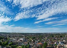 Aerial Panoramic view high angle footage of Residential streets of Luton Town of England UK photo