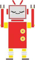 flat color retro cartoon robot vector