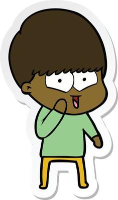 sticker of a cartoon happy boy