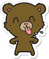 sticker of a rude cartoon bear vector