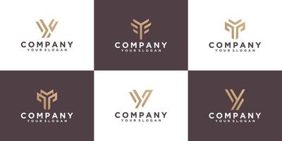 collection of y logos with line styles and gold colors for business consulting, financial vector