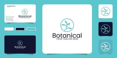 botanical minimalist logo and business card inspiration vector