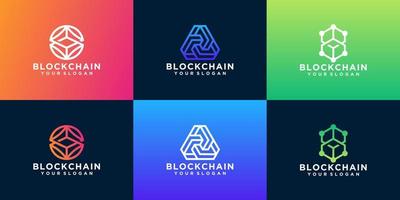 set of Blockchain logo design vector