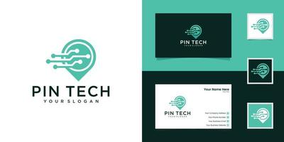 Point tech logo with line art style. creative technology, electronics, digital, logotype, for icon or concept. and business card design vector