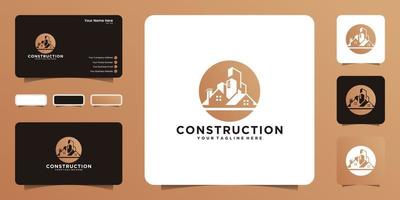 construction of high-rise buildings and urban logos, design logos and business cards vector
