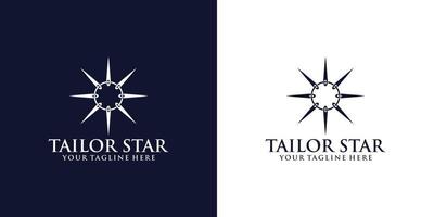 tailor logo design inspiration with sewing needles twisting to form a star vector