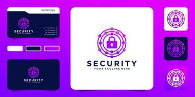 abstract security padlock logo design data and business card vector