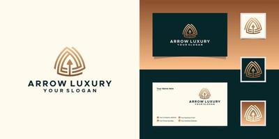 Abstract triangle logo with arrow design template and business card vector