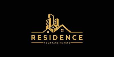 residence logo design inspiration and business cards vector