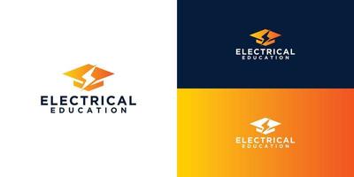 logotipo de sombrero de yoga y logotipo de símbolo eléctrico y diseño de tarjeta de visita vector