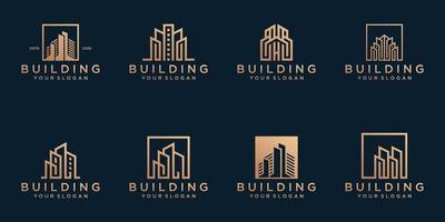 conjunto de plantilla de logotipo de edificio abstracto vector