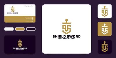 security and sword logo with initial letter s design ,icon and business card vector