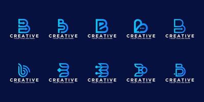 set of letters b technology data. monogram logo collection vector