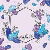 Gemstones and Crystals with Floral Wreath Concept vector