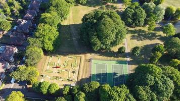 Aerial View high angle footage of Local Public Park of England photo