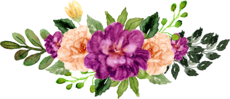 bouquet floreale di peonie viola autunnali disegnate a mano png