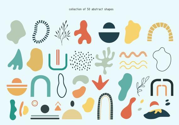 Clipart of hand-drawn abstract shapes and objects. Collection of minimalistic contemporary art prints.