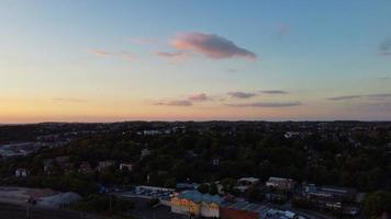 Drone's high angle Aerial view of City Center of Luton Town of England and Train Station photo