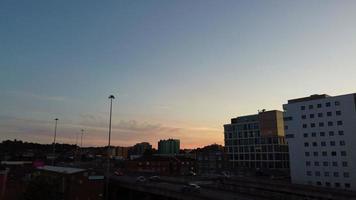 Drone's high angle Aerial view of City Center of Luton Town of England and Train Station photo