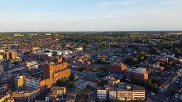 High Angle Drone's Footage of Central Luton Railway Station and aerial view of City centre England UK photo