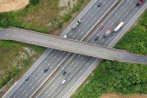 Beautiful Aerial View of British Motorways at M1 Junction 9 of Dunstable and Luton England UK photo