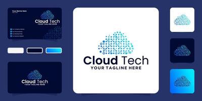 cloud technology design logo and business card inspiration vector