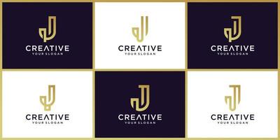 Creative j letter set with gold color and line style vector