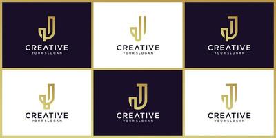 Creative j letter set with gold color and line style vector