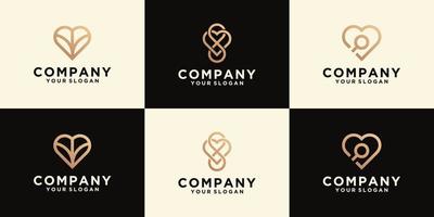 love logo collection in line art style vector