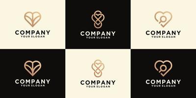 love logo collection in line art style vector