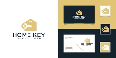 Abstract house with key logo design template and business card vector