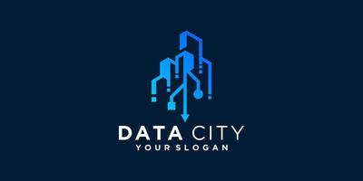 Smart technology city data logo design template vector