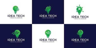 conjunto de tecnología de ideas, logotipo de tecnología de bombillas vector