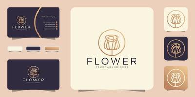 logotipo de flor abstracto minimalista en estilo de arte lineal e inspiración para tarjetas de visita vector