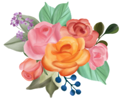 Rose flower bouquet watercolor png