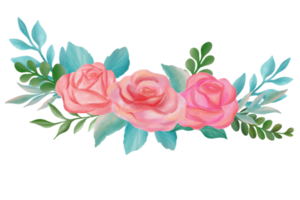 aquarela de buquê de flores rosa png